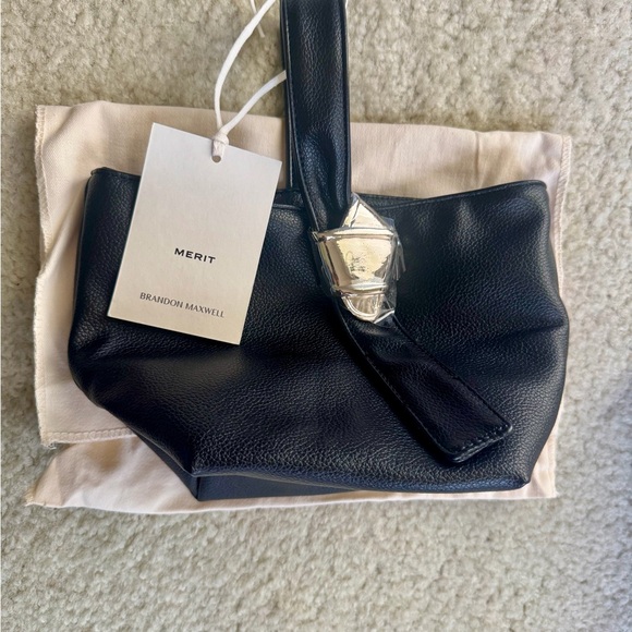 Brandon Maxwell Black Leather Shoulder Bag